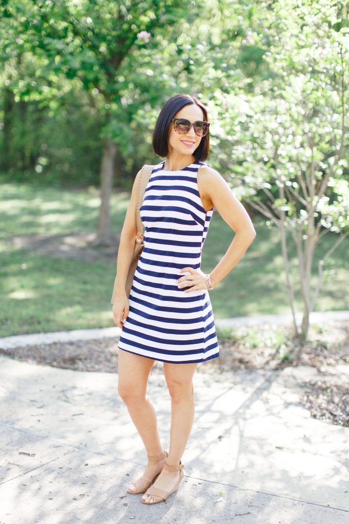 Navy and white stripe dress