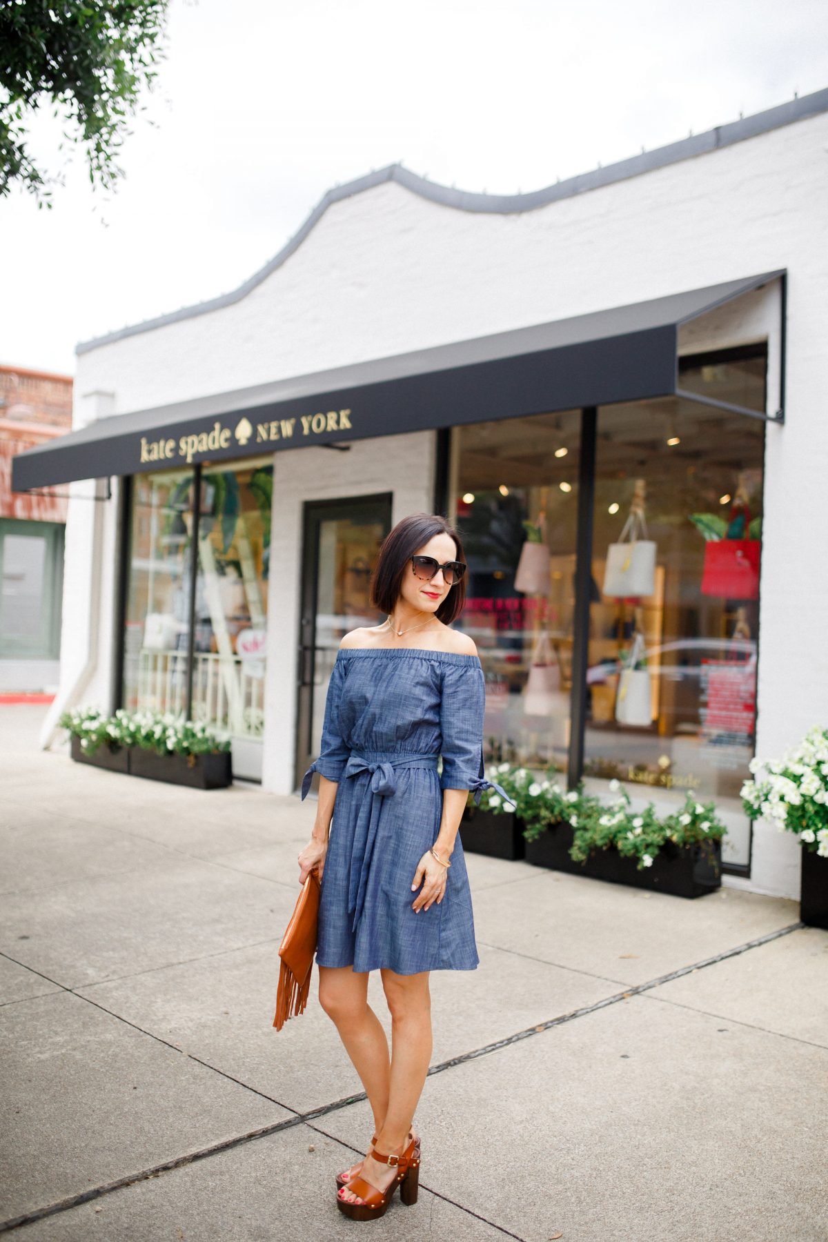 Off Shoulder Denim Dress: A Perfect Fit from eShakti - Loubies and Lulu