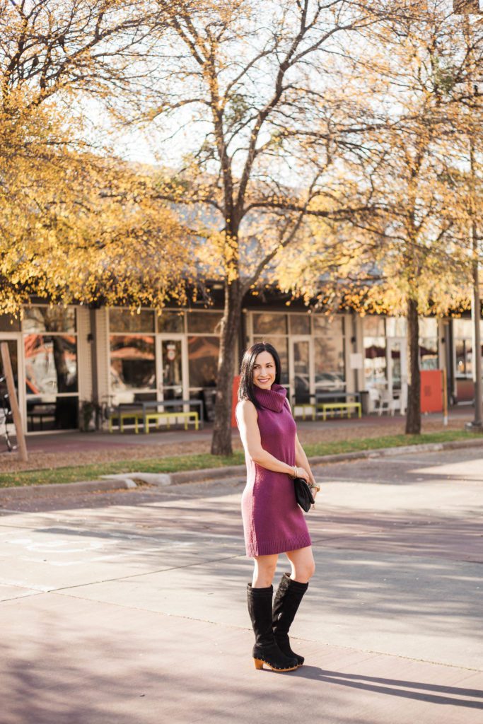 Lolë Sweater Dress and Suede Knee High Boots Winter Gift Ideas for Women