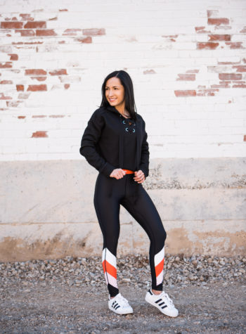 P.E. Nation Leggings and Wesley Cropped Hoodie Sweatshirt Whole30 Dallas Duo Bandier