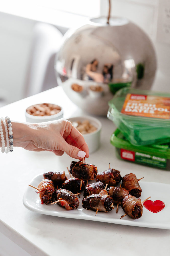 Bacon Wrapped Dates with Natural Delights Medjooll dates and Whole30 compliant bacon appetizer 