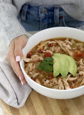 Whole30 Green Chile chicken soup with Bare Bones Broth