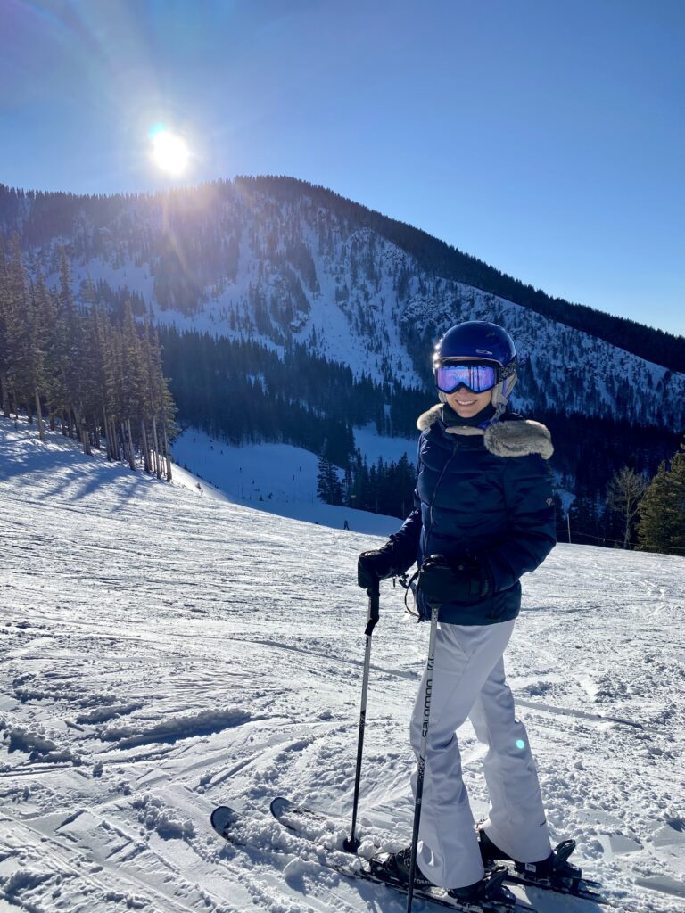 Skiing in Obermeyer at Taos Ski Valley, New Mexico